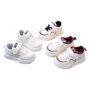 婧麒儿童运动鞋2026春季新款魔术贴休闲百搭小白鞋轻便软底休闲鞋