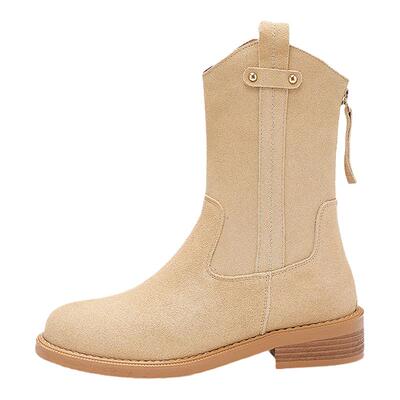 达芙妮短靴女真皮复古西部牛仔靴