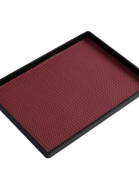 家居软装轻奢手工贴皮革木托盘