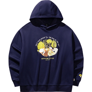 安踏卫衣男款狐狸卜联名2026新款春季加绒保暖连帽运动套头上衣