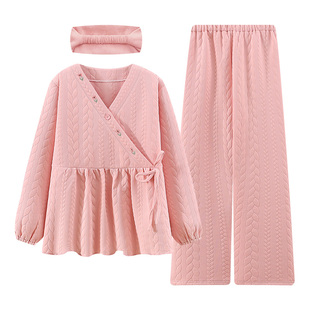 秋冬月子服11月份10产后空气棉加厚产妇哺乳睡衣冬季孕妇纯棉套装