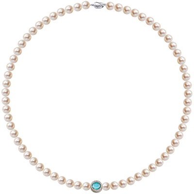 南珠宫淡水珍珠近圆项链海蓝宝石