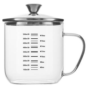 带刻度牛奶杯微波炉可加热高硼硅玻璃杯带把手大容量咖啡杯耐高温