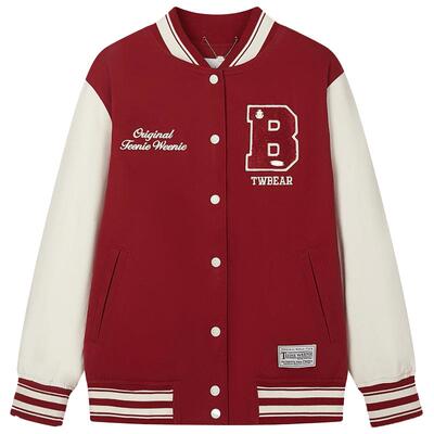 TeenieWeenie小熊奥莱冬装学院风撞色棒球服短款夹克小个子外套女