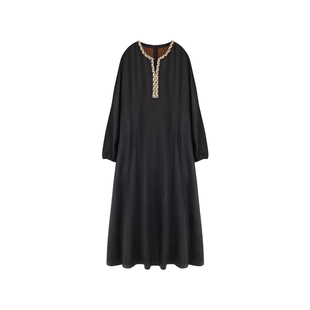 萧娘【月华】素绉缎香云纱新中式连衣裙国风宽松连衣裙5706