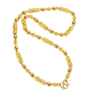 越南沙金男生项链竹节空心高端老板链橄榄链金店同款男女情侣链子