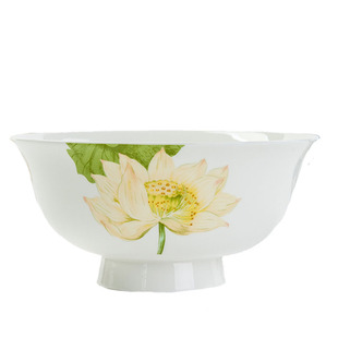 金岚玉唐山骨瓷7英寸高脚碗高足碗陶瓷碗加底足隔热不烫手面汤碗