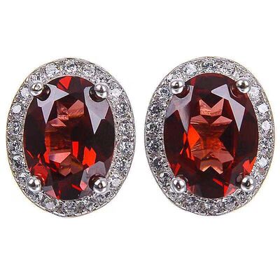 莫桑比克红宝石纯银镀金包耳钉