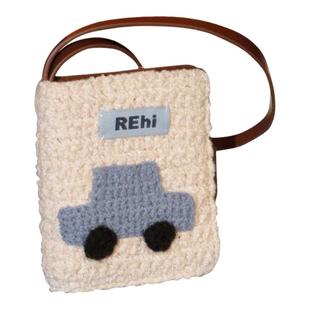 REhi 嘟嘟卡包相片包挂 原创手工钩花编织拼接PU照片diy配饰挂件
