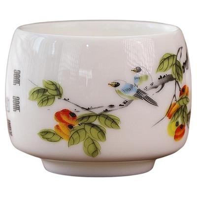 羊脂玉白瓷事事如意茶杯陶瓷个人主人单杯茶具家用品茗掐丝珐琅彩