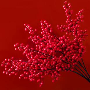 仿真北美冬青红果年宵福桶装饰材料多头发财树冬青居家装饰批发