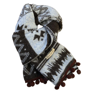 费尔岛复古球球流苏针织围巾女秋冬季氛围感加厚保暖防寒护颈围脖