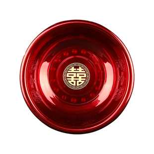 结婚喜盆女方陪嫁脸盆套装嫁妆聚宝盆一对红色洗脸盆备婚用品大全
