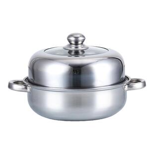 28cm厂家供应单层不锈钢蒸锅家用礼品大容量加厚美式汤蒸锅可视盖