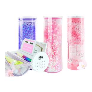 nbx新款抖音创意网红圆筒铅笔盒ins潮少女流沙密码儿童多功能女生高颜值小学生可爱高级感大容量圆柱文具盒