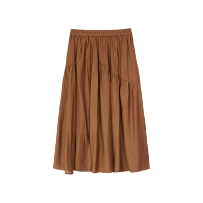 瑞尔通勤高腰显瘦A字半身裙咖色