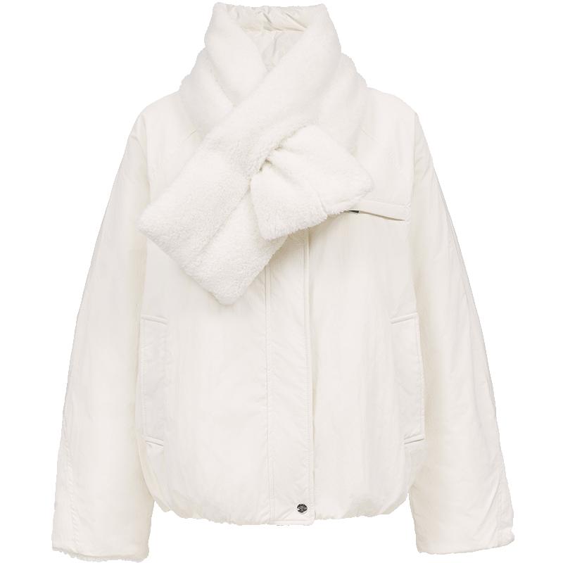 ONLY圆领纯色可拆卸围巾羽绒服