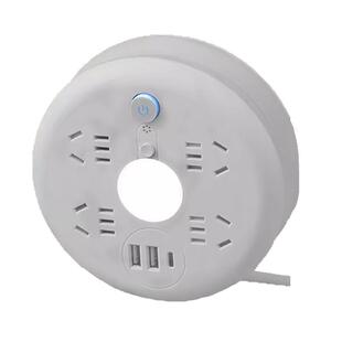 圆形可伸缩收纳插座多功能家用排插宿舍插线板USB插排拖线板带线