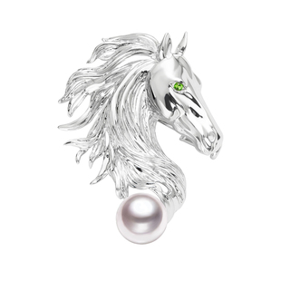 GiO珠宝 Akoya海水珍珠胸针925银马年限定胸饰胸花本命年送礼