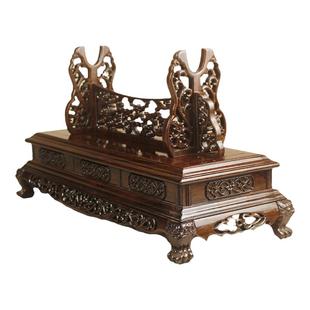 实木刀架底座宝刀支撑架宝剑木托牛角架东阳木雕剑架红木黑色木座