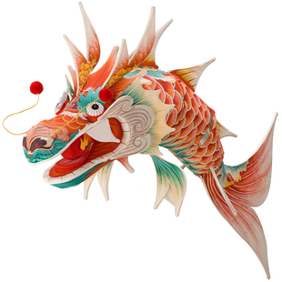 王的手创 春节鳌鱼灯笼2026新年花灯手工DIY材料竹编高端龙灯非遗