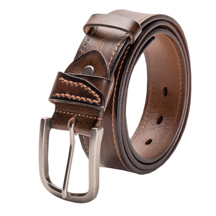 新款头层牛皮男士皮带真皮大车线休闲百搭复古纯手工针扣裤带腰带