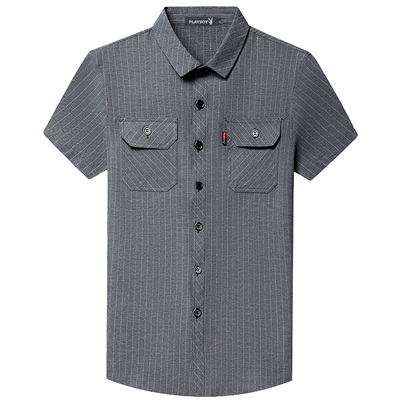 花花公子翻领短袖工装港风衬衫潮