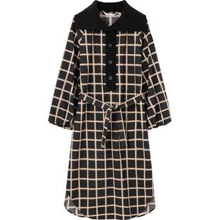 【播奥莱】播商场同款格子连衣裙女春秋中长款收腰裙子BDQ3LD0705