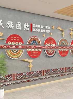 筑牢中华共同体意识主题红色文化墙面装饰贴民族团结走廊环创布置