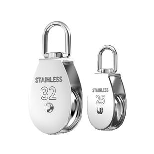 304不锈钢滑轮钢丝绳U型吊环定滑轮起重滑轮吊钩单双轮子起重工具