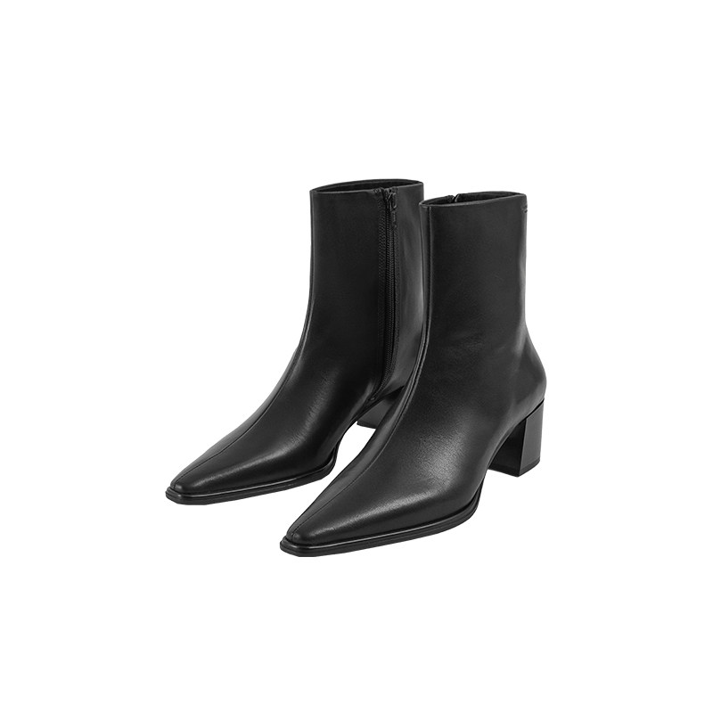 Vagabond GISELLE女士牛皮尖头粗跟拉链时装靴短筒靴2025秋冬新品