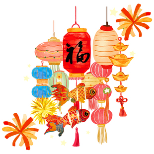 新年装饰窗花2026马年福字春节门贴过年灯笼贴画橱窗静电玻璃贴纸