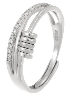 925银几何线条戒指女轻奢交织时尚百搭可调节指环民族风饰品