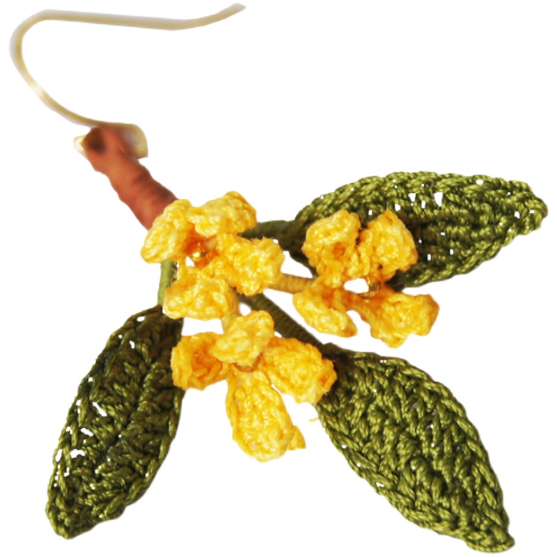 微钩桂花材料包么么鱼手工diy耳环胸针饰品自制新手教程自制礼物