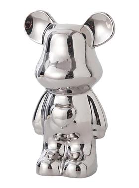 网红爱心小熊高档陶瓷轻奢客厅酒柜新款软装饰品公仔电视柜摆件