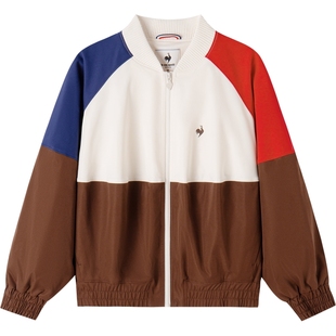 乐卡克法国公鸡2025年秋冬新品女款立领开衫复古廓形拼接外套