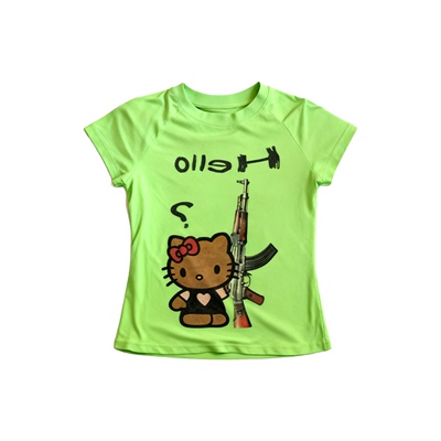 卡通kitty猫绿色搞怪短袖上衣女