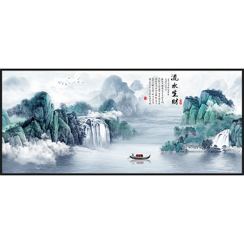 客厅山水风景挂画装饰画定制壁画