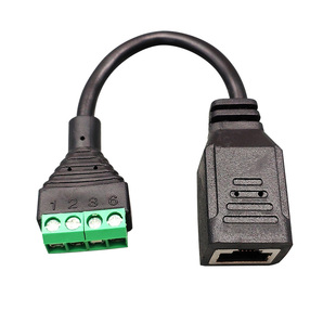 8P4C四芯1236针脚公母转接头RJ45转4pin端子免压网线水晶头接线头