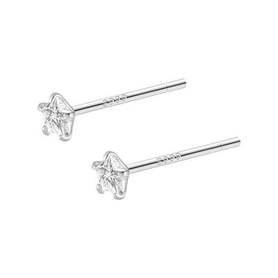 纯银超闪五角星钻石养耳钉