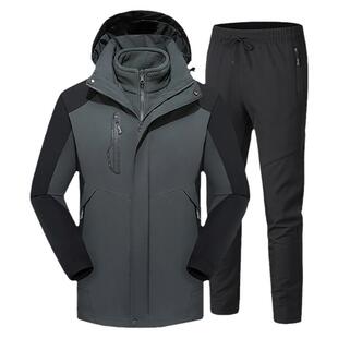 啄木鸟秋冬冲锋衣套装男三合一可拆卸户外防水防风外套定制工作服