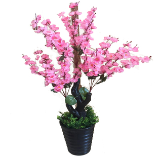 仿真绿植盆栽大型桃花树客厅摆设绢花花艺落地假花室内装饰防真花