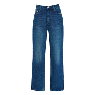 DD 24重构经典直筒裤 中高腰微弹力牛仔裤女复古蓝显瘦直筒九分裤