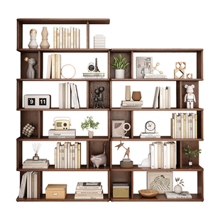实木自由组合格子柜落地书架置物架儿童书柜一体靠墙家用客厅柜子
