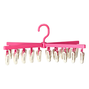 折叠晾衣架防风无痕家用多功能阳台多夹子晒袜子夹神器内裤衣架子