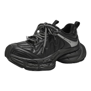 MILLIE'S/妙丽2025新款加绒保暖老爹鞋轻便系带厚底增高休闲鞋女