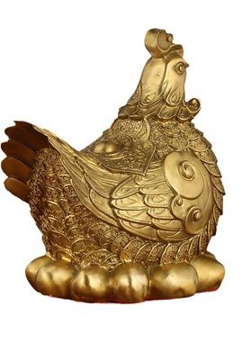 老铜匠铜鸡摆件黄铜金鸡生肖鸡客厅工艺品元宝鸡母鸡金钱鸡下蛋鸡