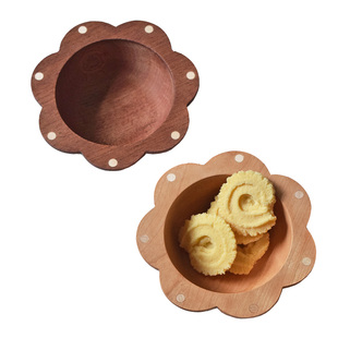 酿秋波点小花碗日式家用儿童木碗可爱花朵高颜值水果沙拉甜品碗