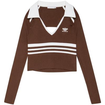 REVAN芮范设计师款运动校园感翻领毛衣