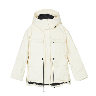 SANI奥莱甄选商场同款鹅绒中长款收腰抽绳连帽廓形羽绒服26冬季女